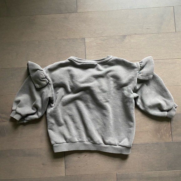 NWOT Zara Pale Gray Ruffle Toddler Girl Sweater Sweatshirt 3-4 Years Old - Picture 2 of 3